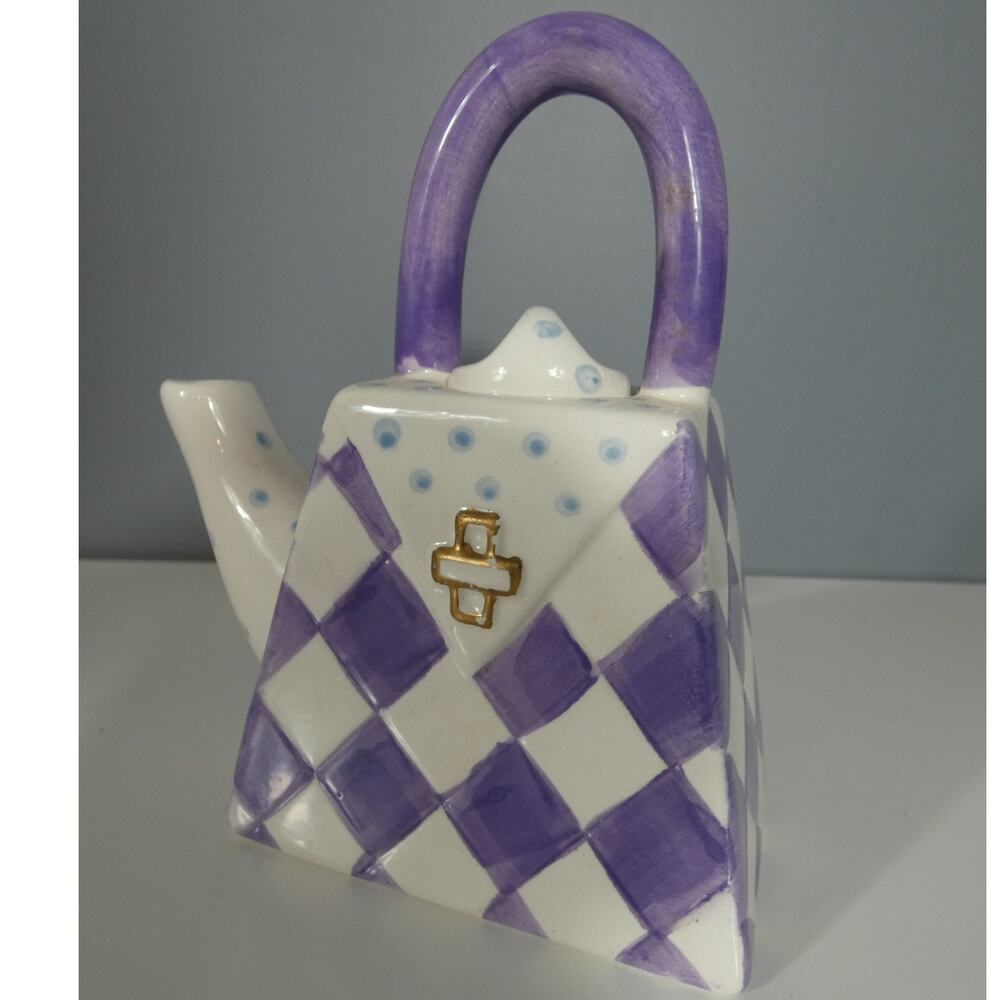 Vintage Teapot by Designpac Purse Shaped Ceramic Tea For One Decor
